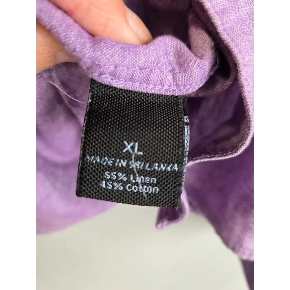 Marc Anthony Linen Blend Slim‎ Fit Button Down Shirt Purple XL